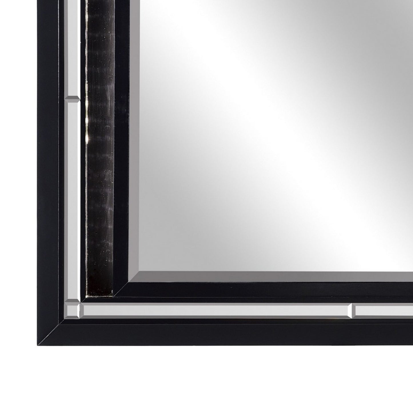 Contemporary Style Beveled Edge Mirror With Led Light, Black And Silver By Benzara | Mirrors | Modishstore - 2