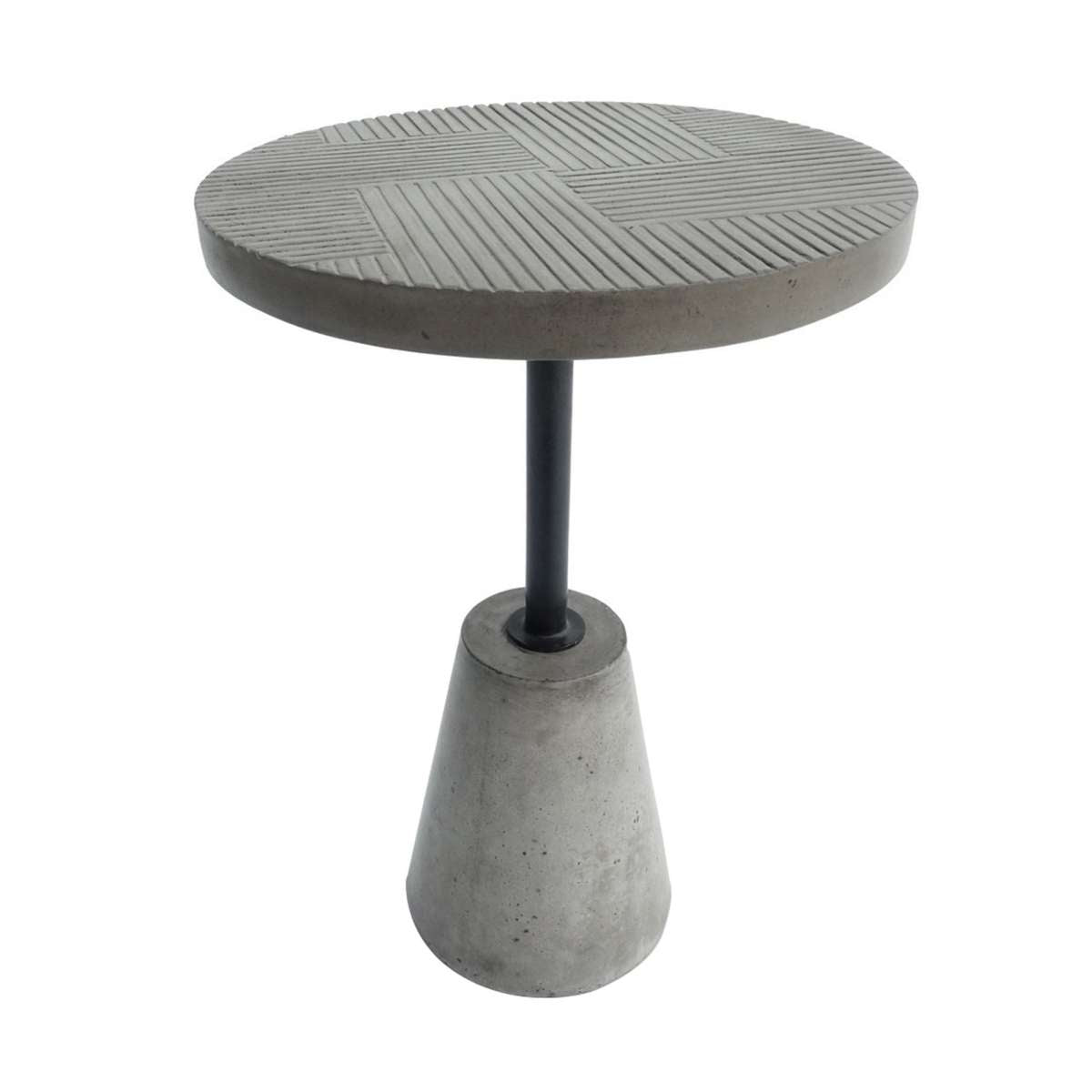 Modern Style Round Concrete End Table With Tapered Base, Gray By Benzara | End Tables |  Modishstore 