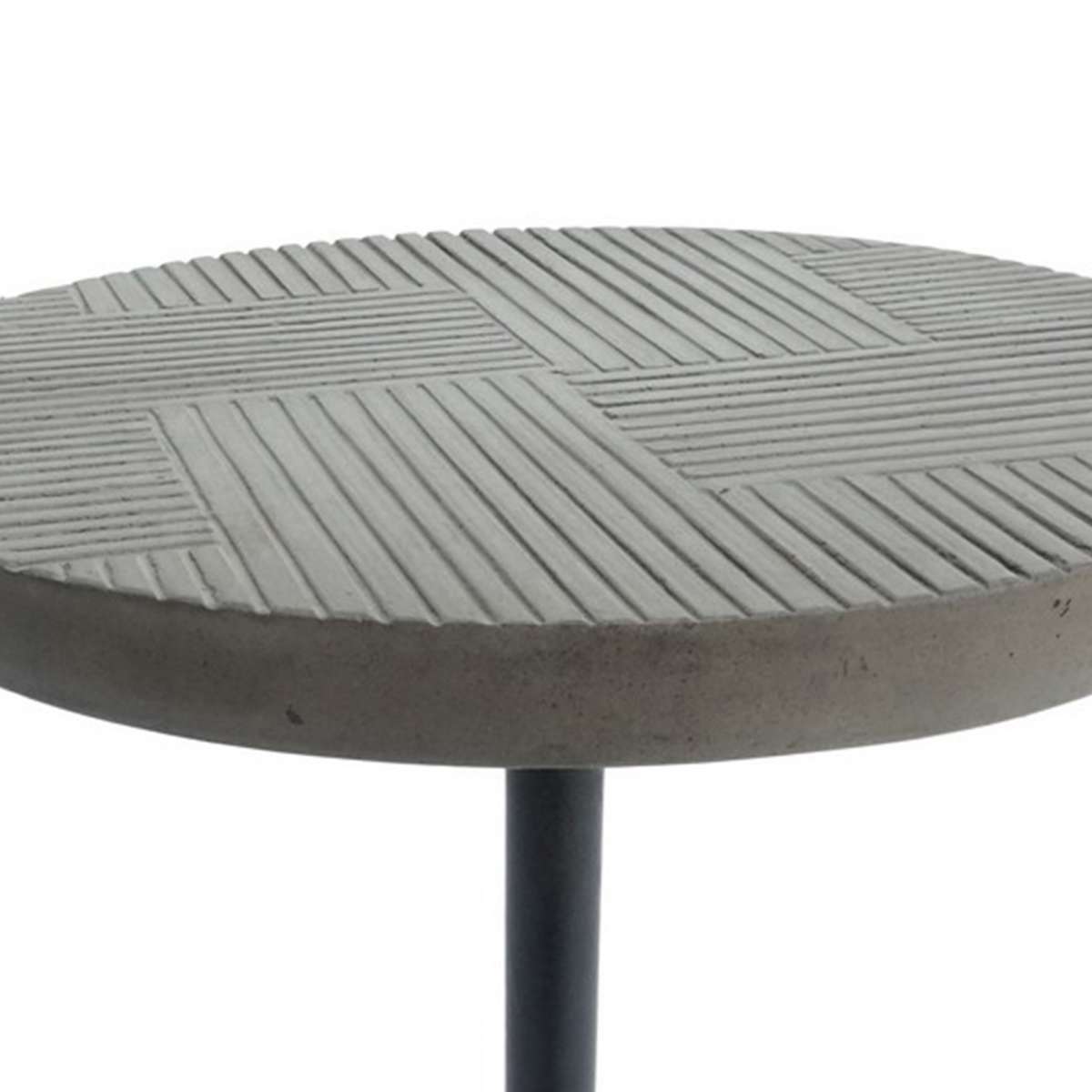 Modern Style Round Concrete End Table With Tapered Base, Gray By Benzara | End Tables |  Modishstore  - 3