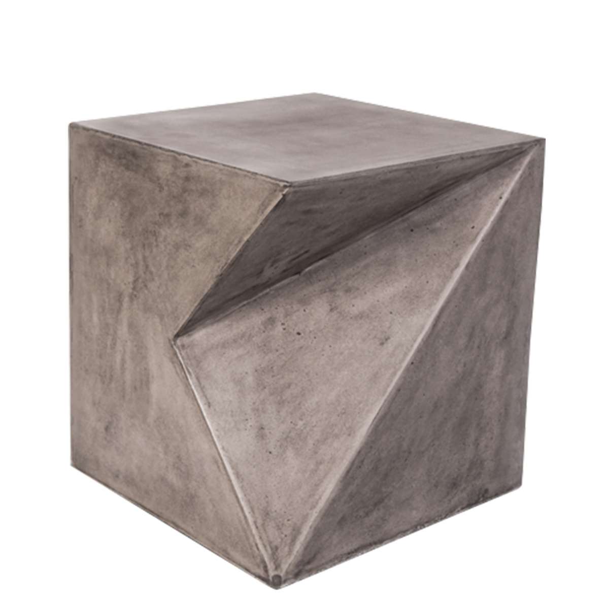 Modern Design Faceted Concrete Stool With Rectangular Top, Gray By Benzara | Stools |  Modishstore 