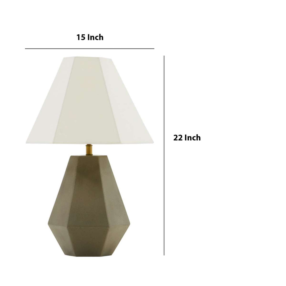 Concrete Base Modern Table Lamp With Empire Shade, White And Gray By Benzara | Table Lamps |  Modishstore  - 2