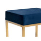 Velvet Upholstered Ottoman With Metal Tubular Base, Blue And Gold - Bm219254 By Benzara | Ottomans |  Modishstore  - 5