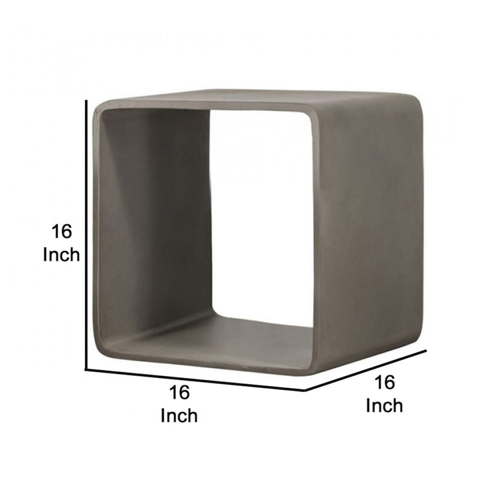 Contemporary Style Concrete Cube Shelf With Curved Edges, Gray - Bm219259 By Benzara | Shelves & Shelving Units |  Modishstore  - 2