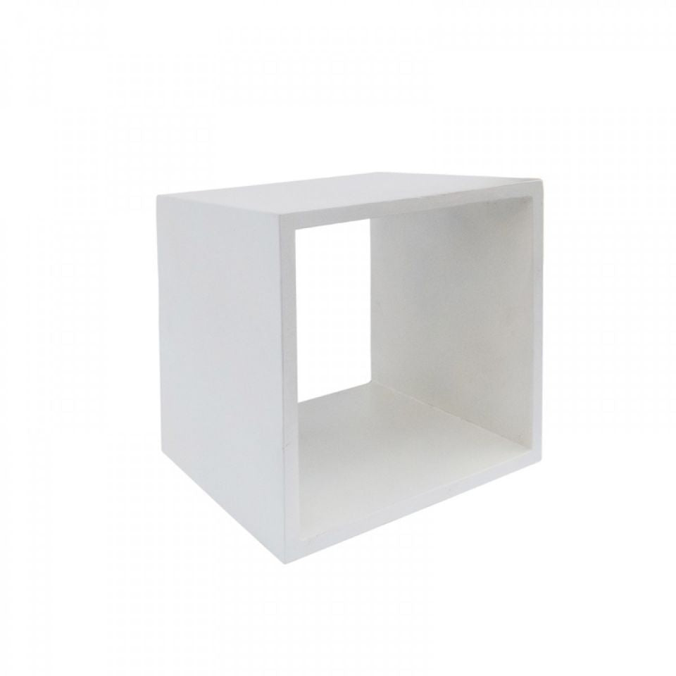 Contemporary Style Concrete Cube End Table With Sharp Edges, White - Bm219264 By Benzara | End Tables |  Modishstore  - 5