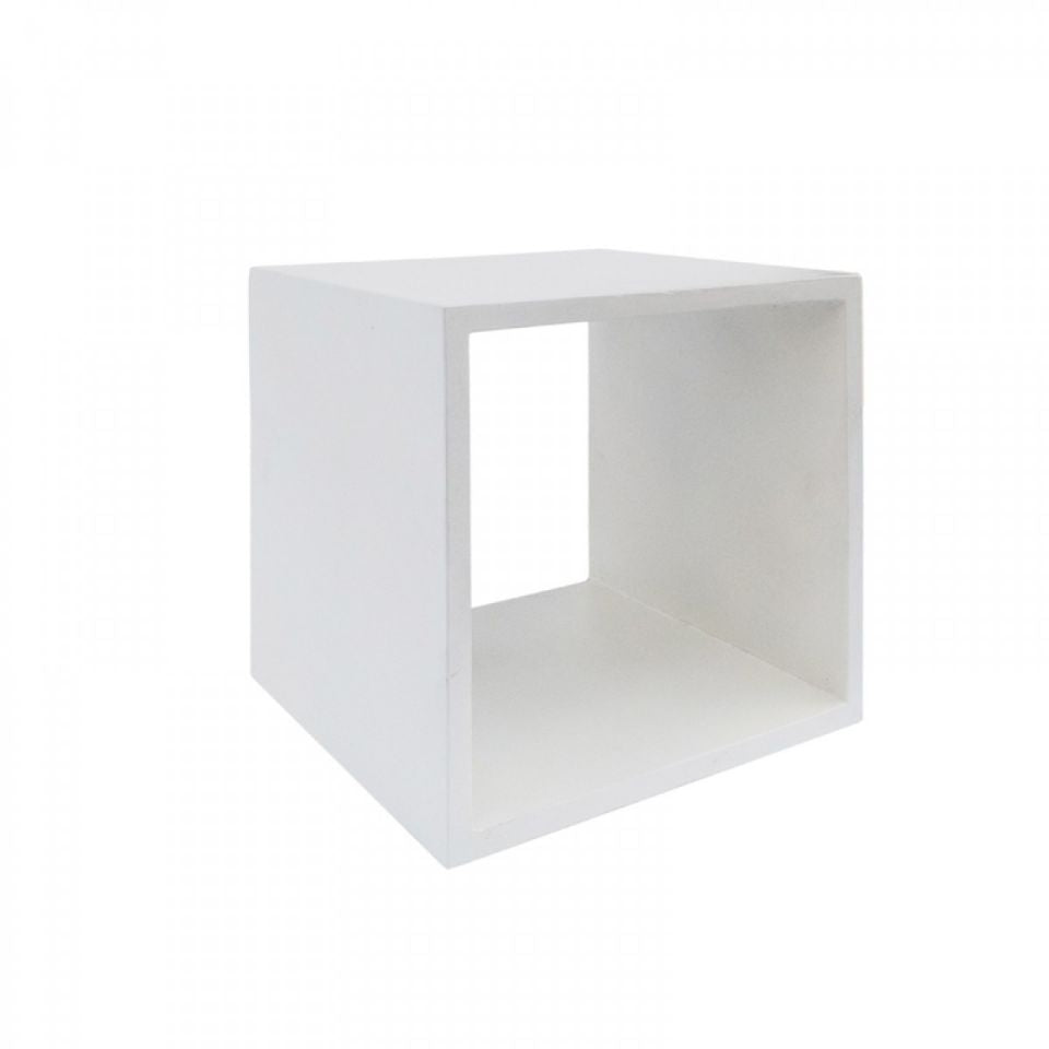 Contemporary Style Concrete Cube End Table With Sharp Edges, White - Bm219264 By Benzara | End Tables |  Modishstore  - 4