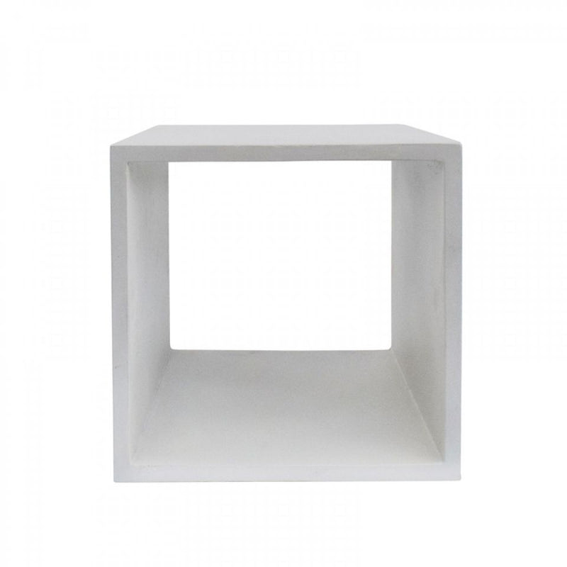 Contemporary Style Concrete Cube End Table With Sharp Edges, White - Bm219264 By Benzara | End Tables |  Modishstore 