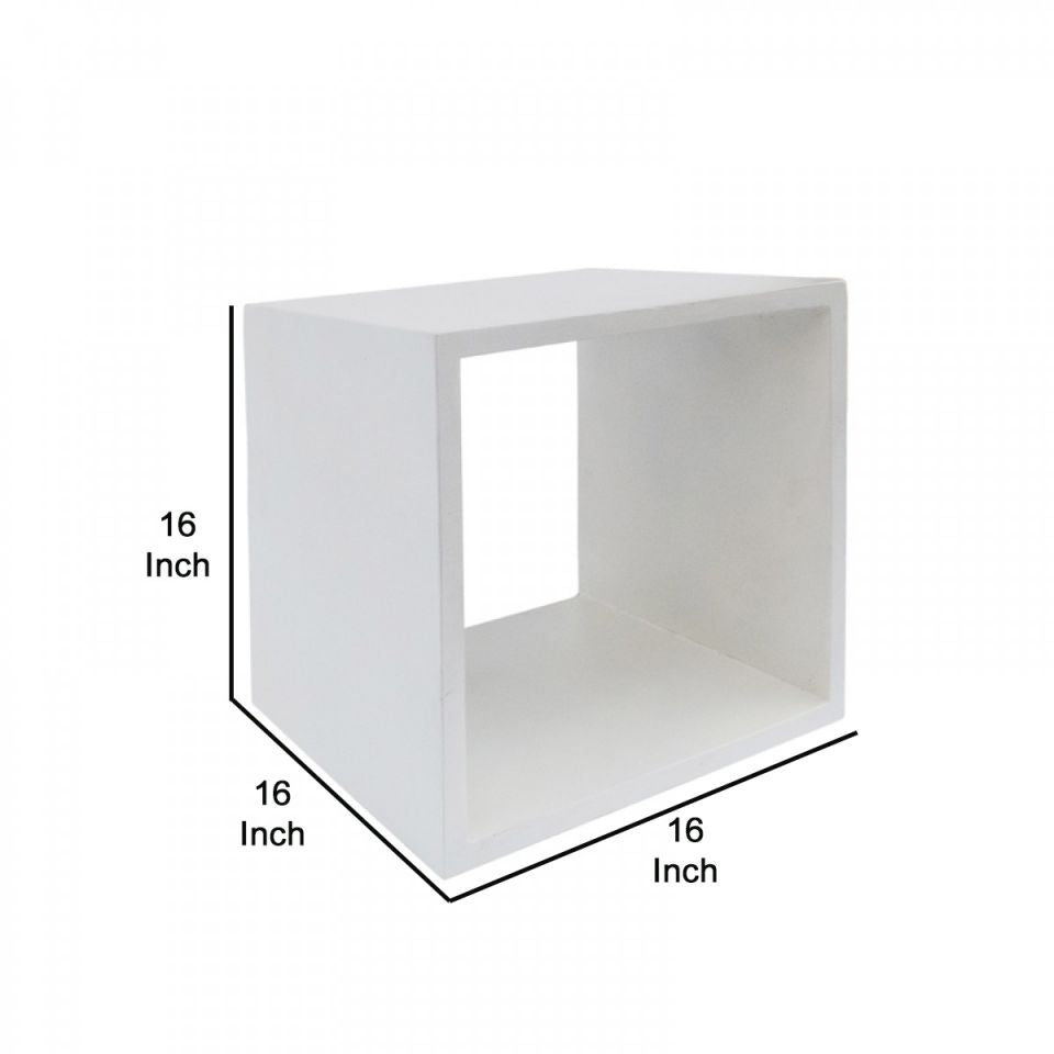 Contemporary Style Concrete Cube End Table With Sharp Edges, White - Bm219264 By Benzara | End Tables |  Modishstore  - 2