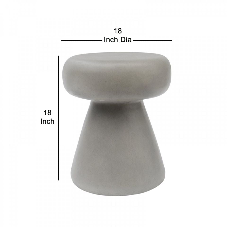 Contemporary Style Mushroom Shaped Concrete Stool, Gray - Bm219265 By Benzara | Stools |  Modishstore  - 2