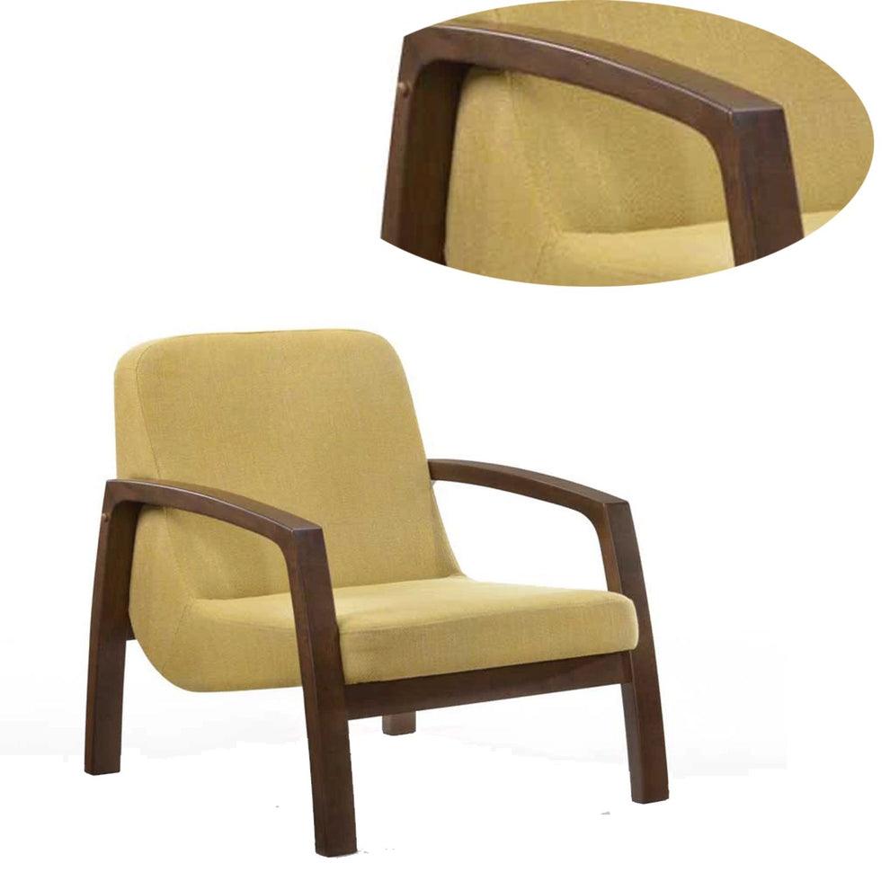 Wooden Lounge Chair With Block Legs And Padded Seat, Yellow - Bm219288 By Benzara | Lounge Chairs |  Modishstore  - 4