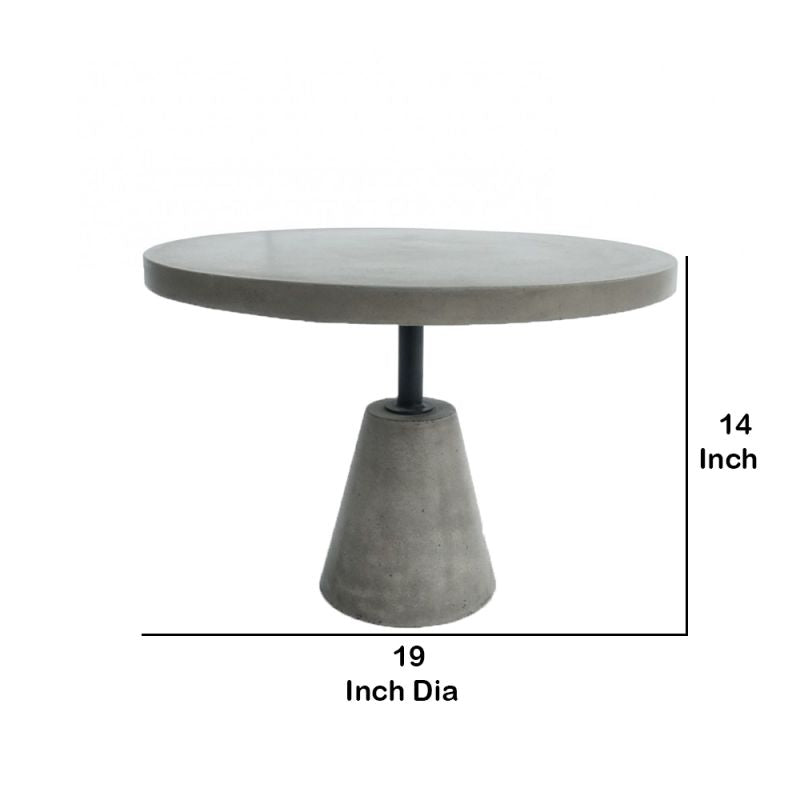 Round Shaped End Table With Concrete Top And Base, Gray - Bm219297 By Benzara | End Tables |  Modishstore  - 2