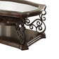 Tempered Glass Top Wooden Coffee Table With Ornate Metal Scrollwork, Brown By Benzara | Coffee Tables | Modishstore - 4