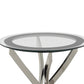 Round Tempered Glass Top End Table With Curved Metal Legs, Silver And Clear By Benzara | End Tables |  Modishstore  - 5