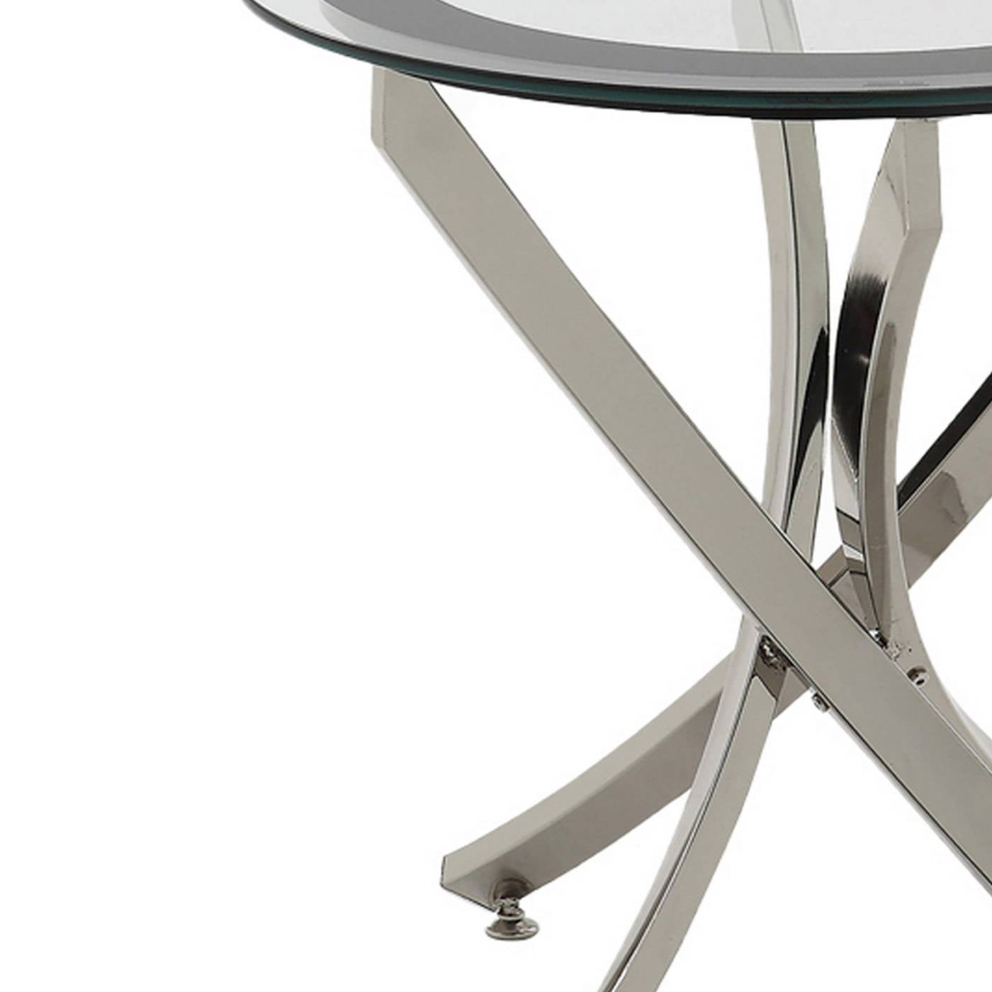 Round Tempered Glass Top End Table With Curved Metal Legs, Silver And Clear By Benzara | End Tables |  Modishstore  - 4