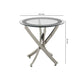 Round Tempered Glass Top End Table With Curved Metal Legs, Silver And Clear By Benzara | End Tables |  Modishstore  - 2
