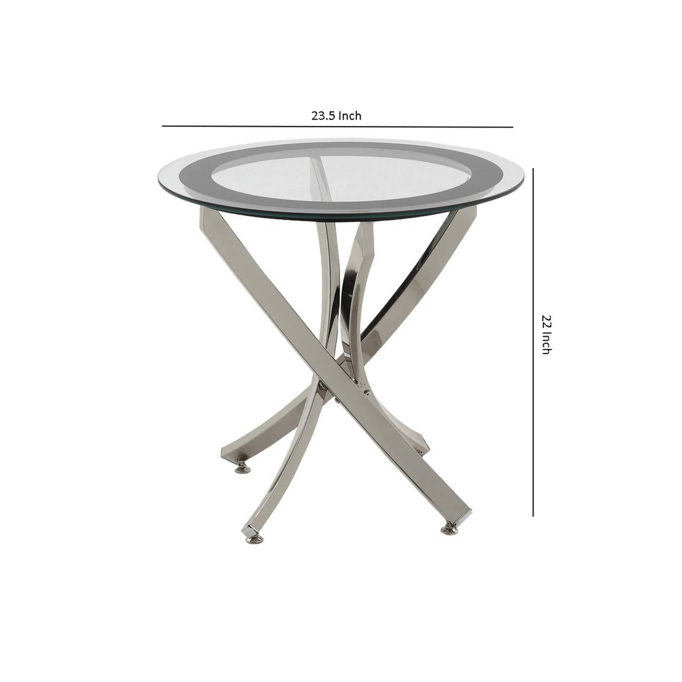 Round Tempered Glass Top End Table With Curved Metal Legs, Silver And Clear By Benzara | End Tables |  Modishstore  - 2