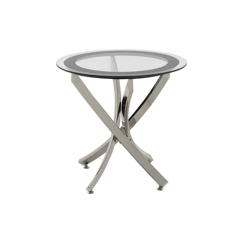 Round Tempered Glass Top End Table With Curved Metal Legs, Silver And Clear By Benzara | End Tables |  Modishstore 