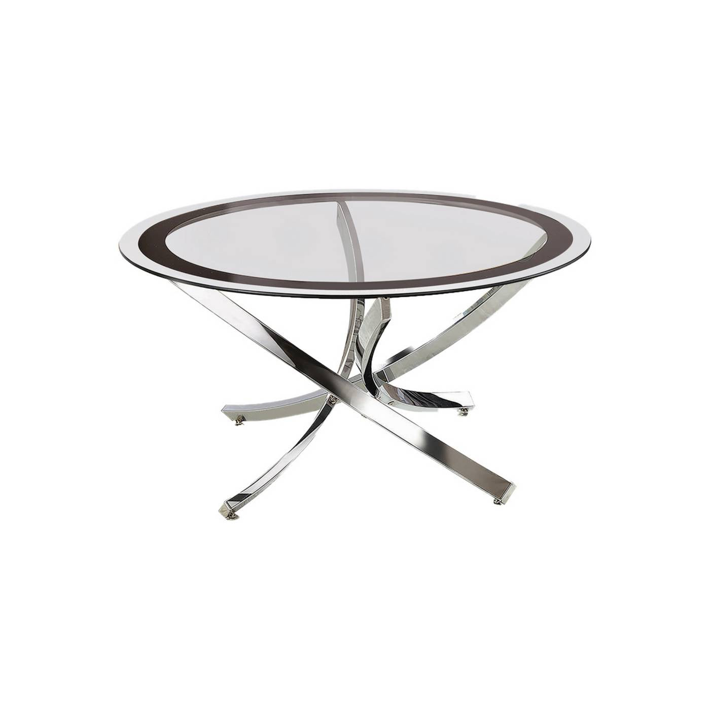 Round Tempered Glass Top Coffee Table With Metal Legs, Silver And Clear By Benzara | Coffee Tables |  Modishstore 