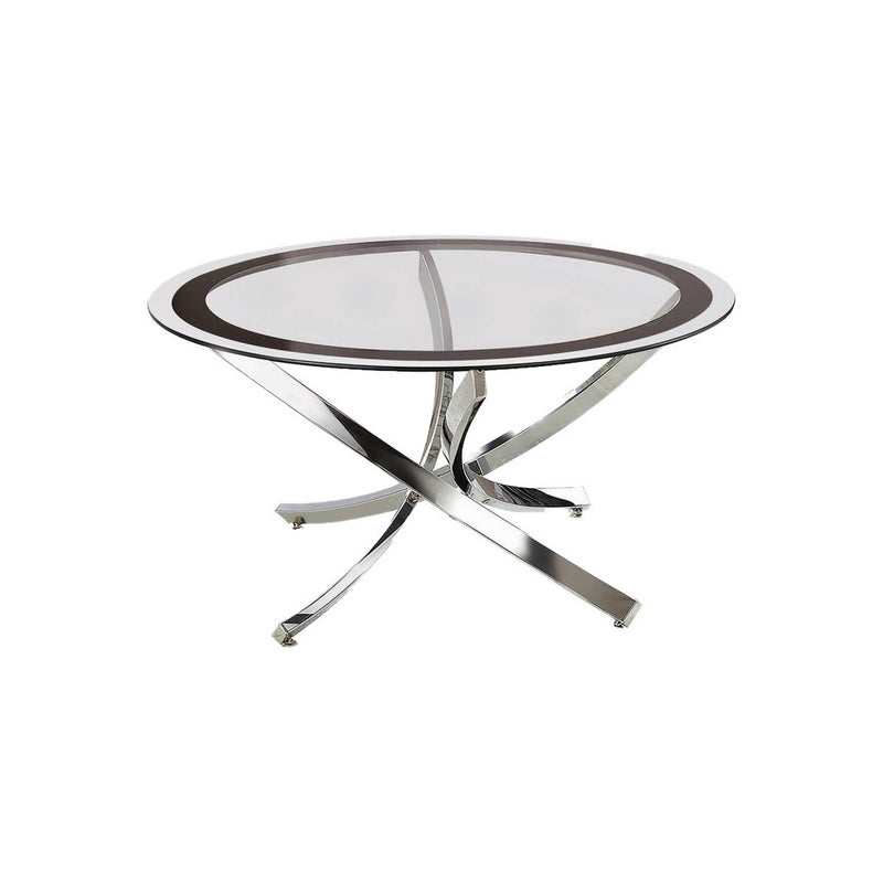 Round Tempered Glass Top Coffee Table With Metal Legs, Silver And Clear By Benzara | Coffee Tables |  Modishstore 