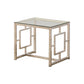 Tempered Glass Top End Table With Lattice Cut Out Panels, Silver And Clear By Benzara | End Tables |  Modishstore 