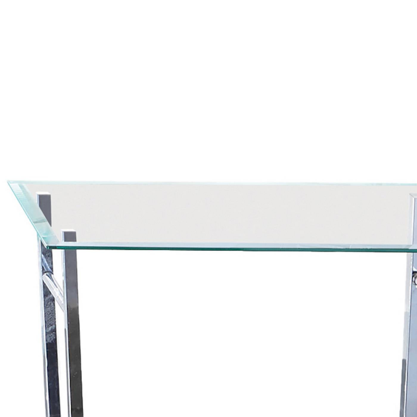 Tempered Glass Top End Table With U Shape Metal Frame, Chrome And Clear By Benzara | End Tables |  Modishstore  - 2