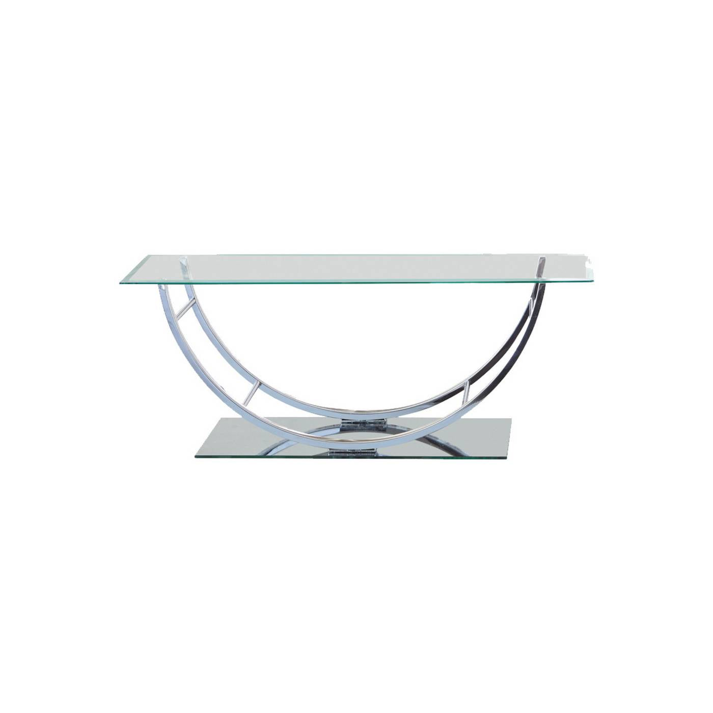Tempered Glass Top Coffee Table With U Shape Metal Frame, Chrome And Clear By Benzara | Coffee Tables |  Modishstore 