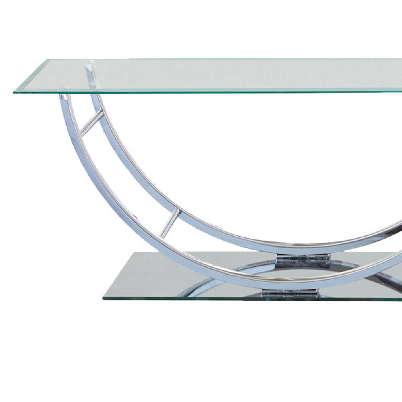 Tempered Glass Top Coffee Table With U Shape Metal Frame, Chrome And Clear By Benzara | Coffee Tables |  Modishstore  - 5