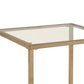 Glass Top End Table With Metal Frame And Open Shelf, Brass By Benzara | End Tables |  Modishstore  - 2