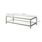 Glass Top Coffee Table With Metal Frame And Open Shelf, Silver By Benzara | Coffee Tables |  Modishstore  - 5