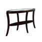 Oval Top Wooden Sofa Table With Glass Insert And Open Shelf, Espresso Brown By Benzara | End Tables | Modishstore