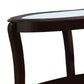 Oval Top Wooden Sofa Table With Glass Insert And Open Shelf, Espresso Brown By Benzara | End Tables | Modishstore - 4