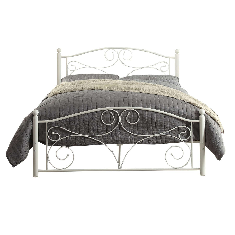 Metal Full Size  Platform Bed With Scrollwork Details, White By Benzara | Beds |  Modishstore  - 6