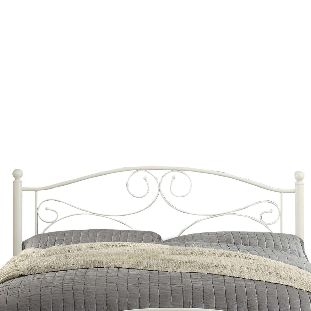 Metal Full Size  Platform Bed With Scrollwork Details, White By Benzara | Beds |  Modishstore  - 5