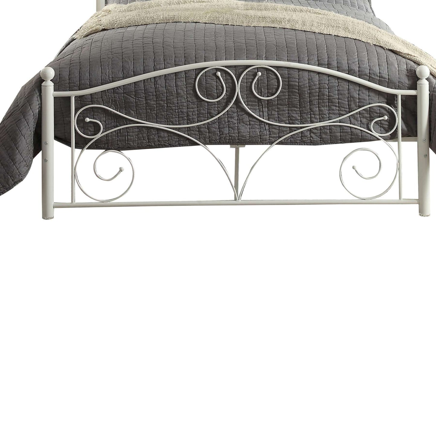 Metal Full Size  Platform Bed With Scrollwork Details, White By Benzara | Beds |  Modishstore  - 3