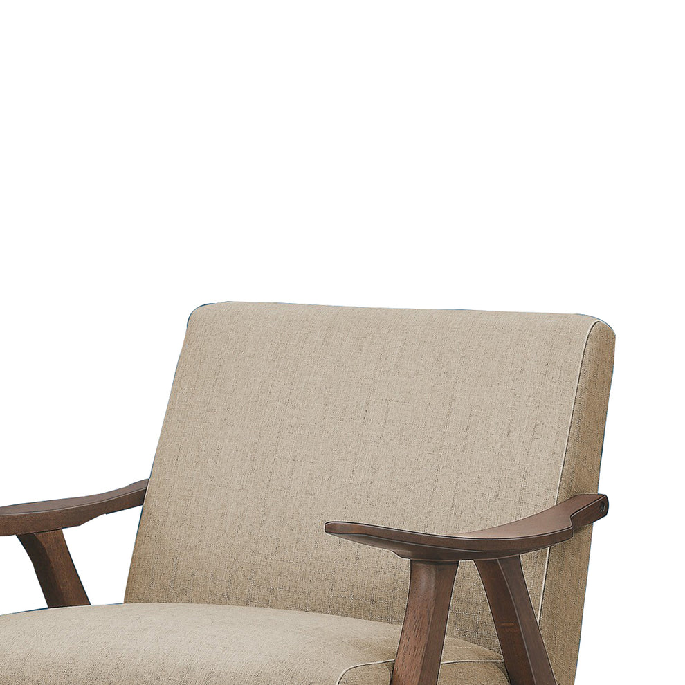 Fabric Upholstered Accent Chair With Curved Armrests, Light Brown By Benzara | Accent Chairs | Modishstore - 2