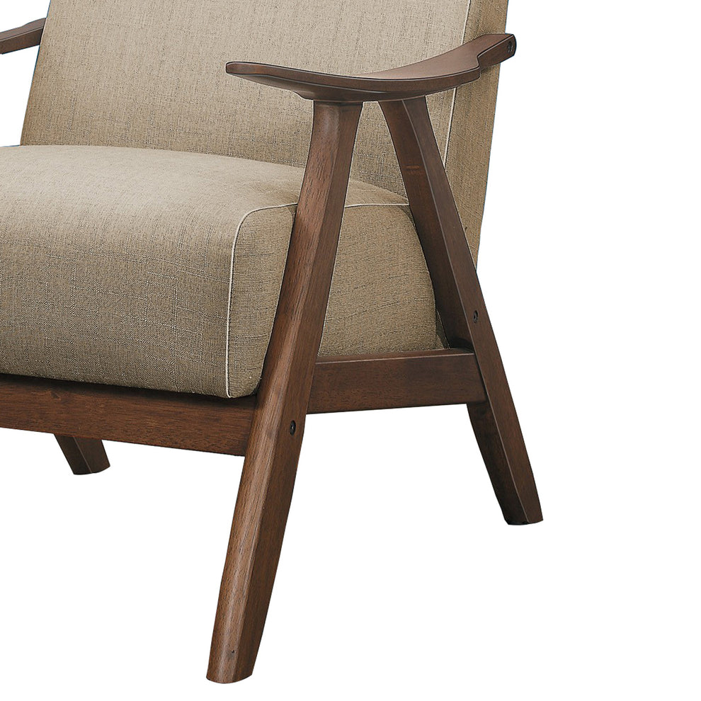Fabric Upholstered Accent Chair With Curved Armrests, Light Brown By Benzara | Accent Chairs | Modishstore - 4