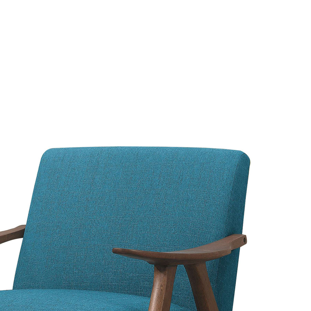 Fabric Upholstered Accent Chair With Curved Armrests, Blue By Benzara | Accent Chairs |  Modishstore  - 5