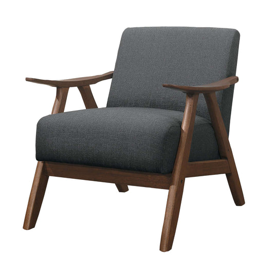 Fabric Upholstered Accent Chair With Curved Armrests, Gray By Benzara | Accent Chairs |  Modishstore 