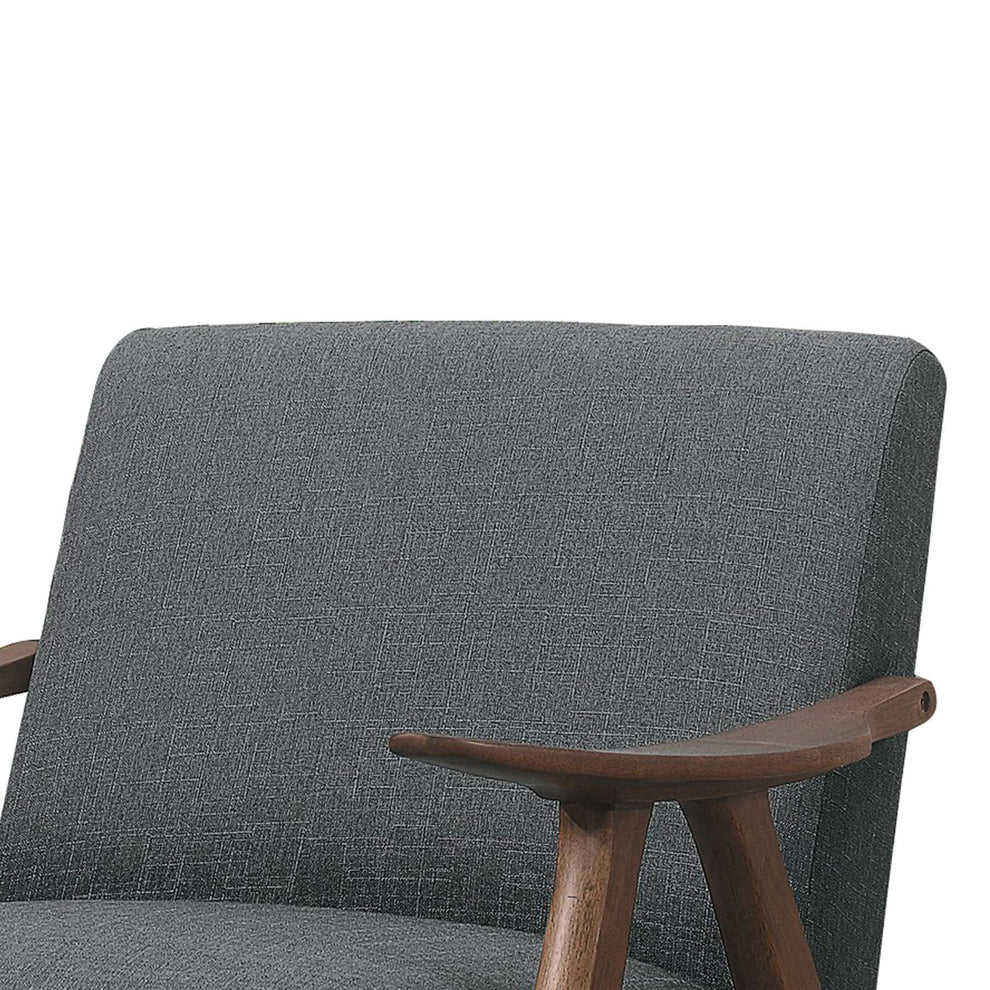 Fabric Upholstered Accent Chair With Curved Armrests, Gray By Benzara | Accent Chairs |  Modishstore  - 5