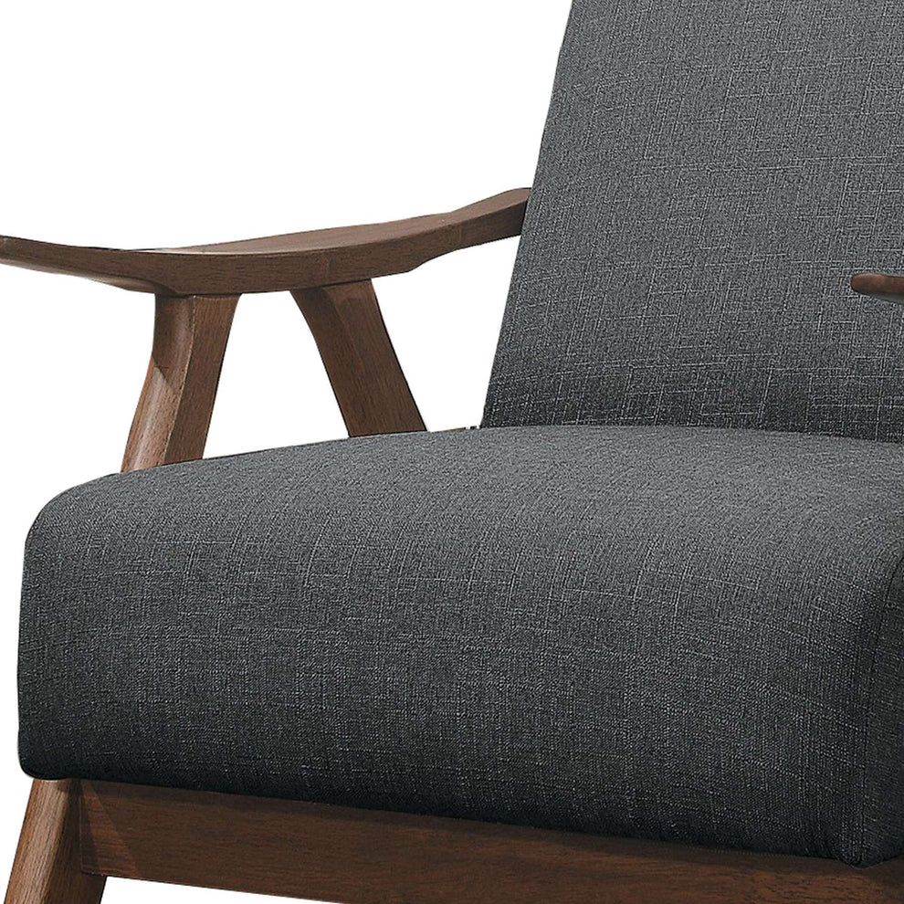 Fabric Upholstered Accent Chair With Curved Armrests, Gray By Benzara | Accent Chairs |  Modishstore  - 4