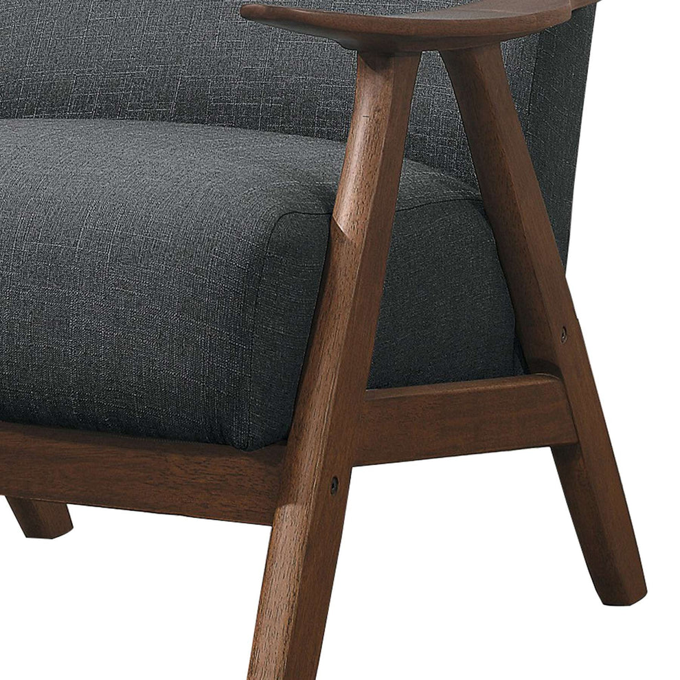 Fabric Upholstered Accent Chair With Curved Armrests, Gray By Benzara | Accent Chairs |  Modishstore  - 3