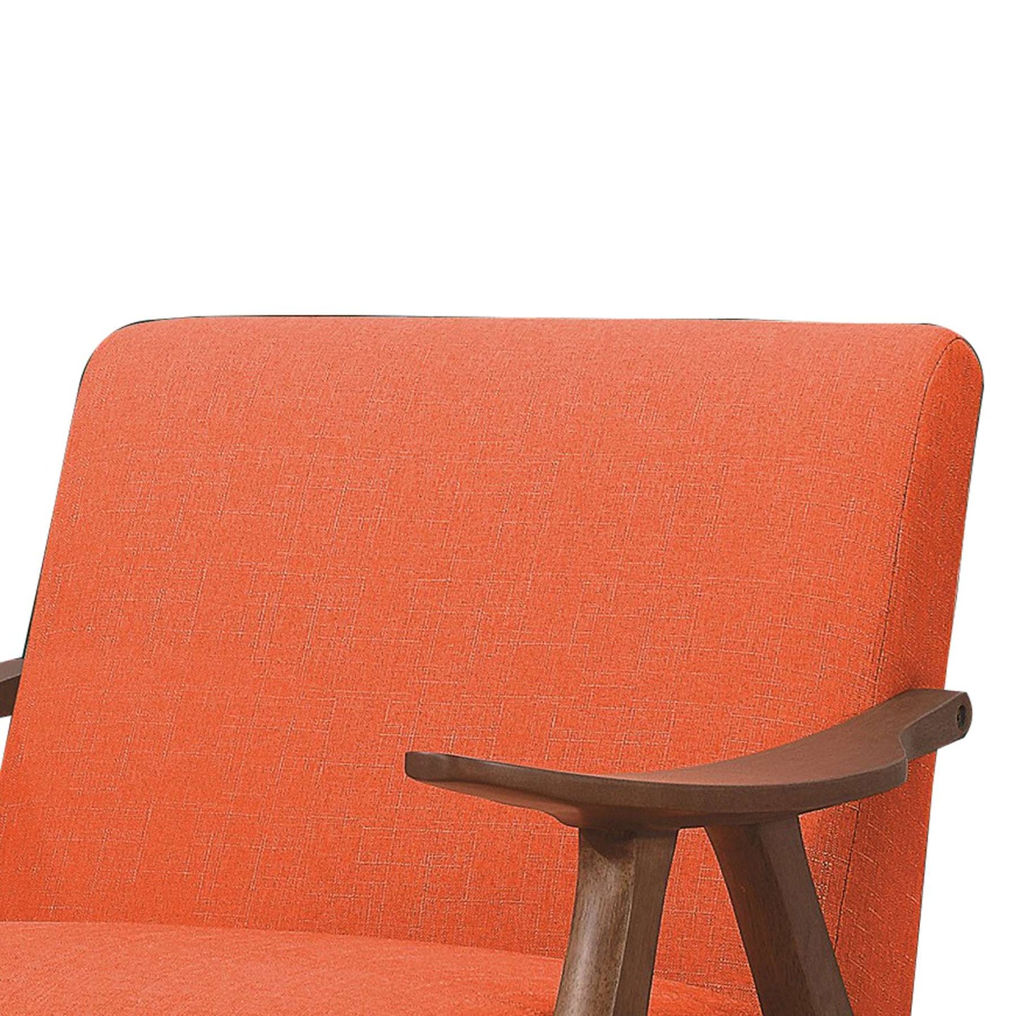 Fabric Upholstered Accent Chair With Curved Armrests, Orange By Benzara | Accent Chairs |  Modishstore  - 5