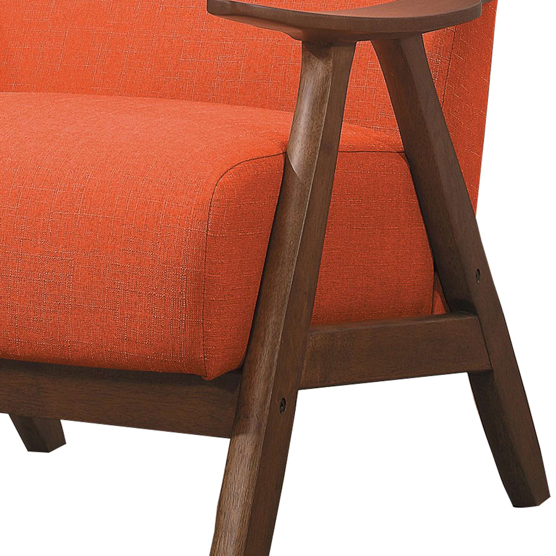 Fabric Upholstered Accent Chair With Curved Armrests, Orange By Benzara | Accent Chairs |  Modishstore  - 3