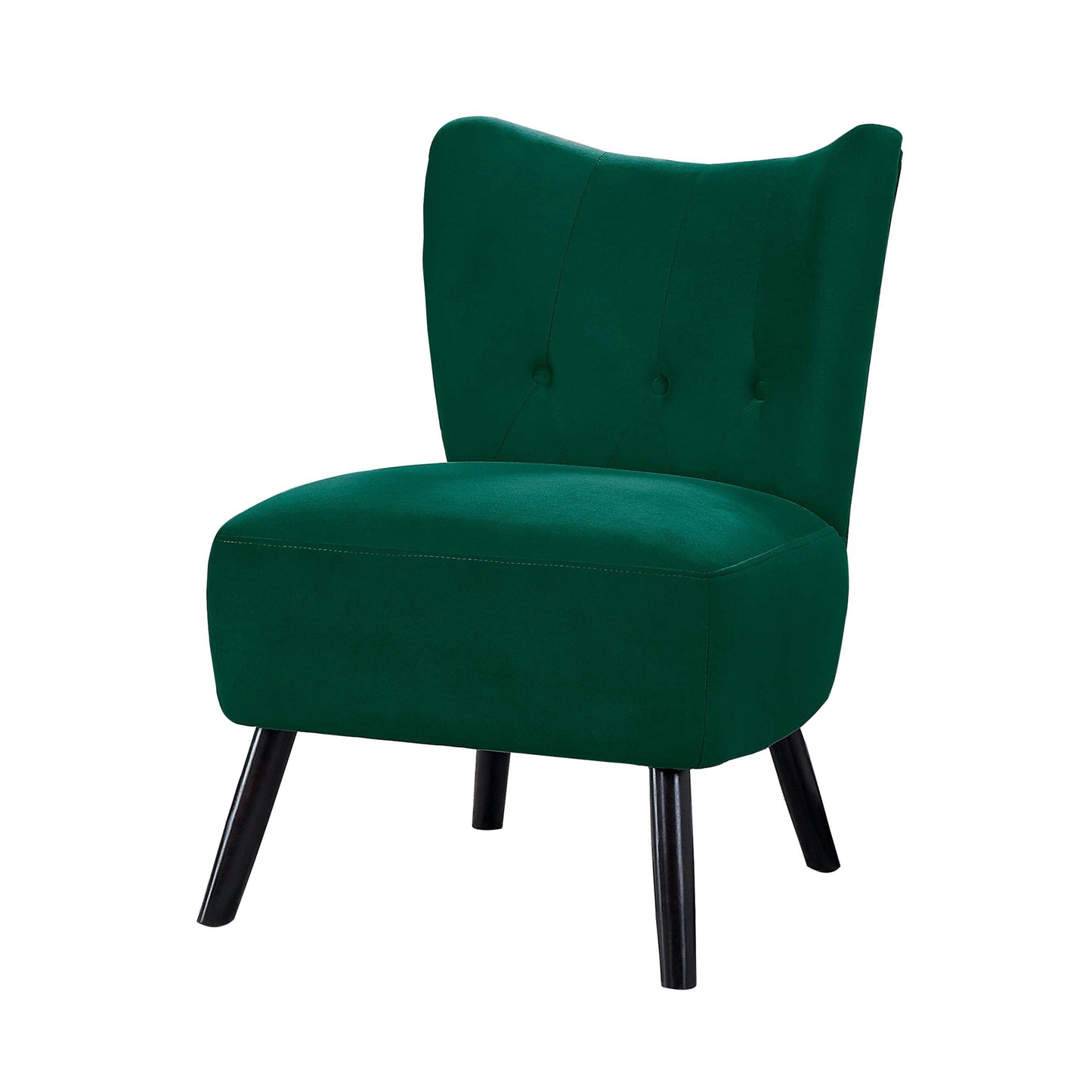 Upholstered Armless Accent Chair With Flared Back And Button Tufting, Green By Benzara | Accent Chairs |  Modishstore 