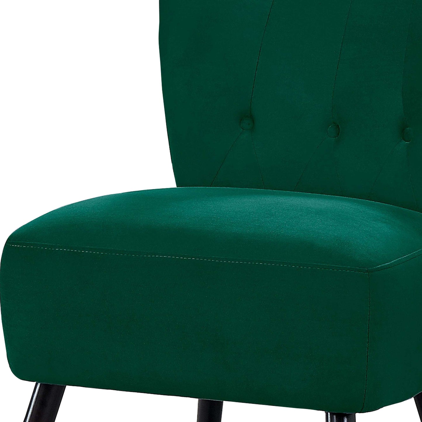 Upholstered Armless Accent Chair With Flared Back And Button Tufting, Green By Benzara | Accent Chairs |  Modishstore  - 4