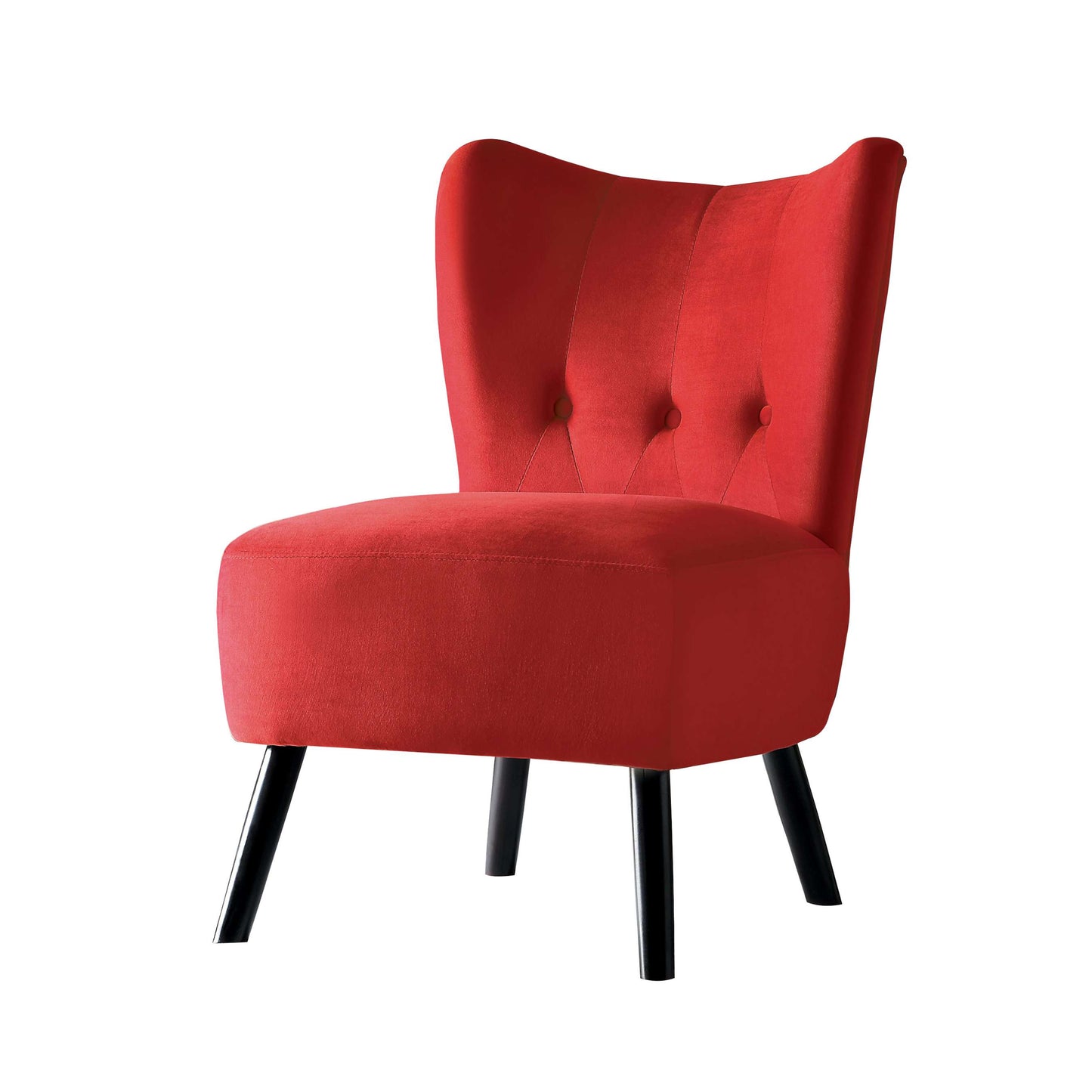 Upholstered Armless Accent Chair With Flared Back And Button Tufting, Red By Benzara | Accent Chairs |  Modishstore  - 6