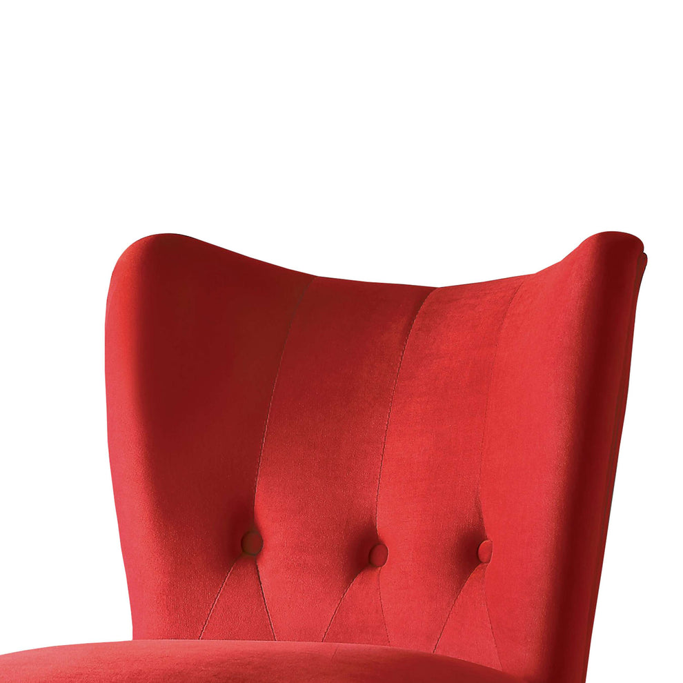 Upholstered Armless Accent Chair With Flared Back And Button Tufting, Red By Benzara | Accent Chairs |  Modishstore  - 5