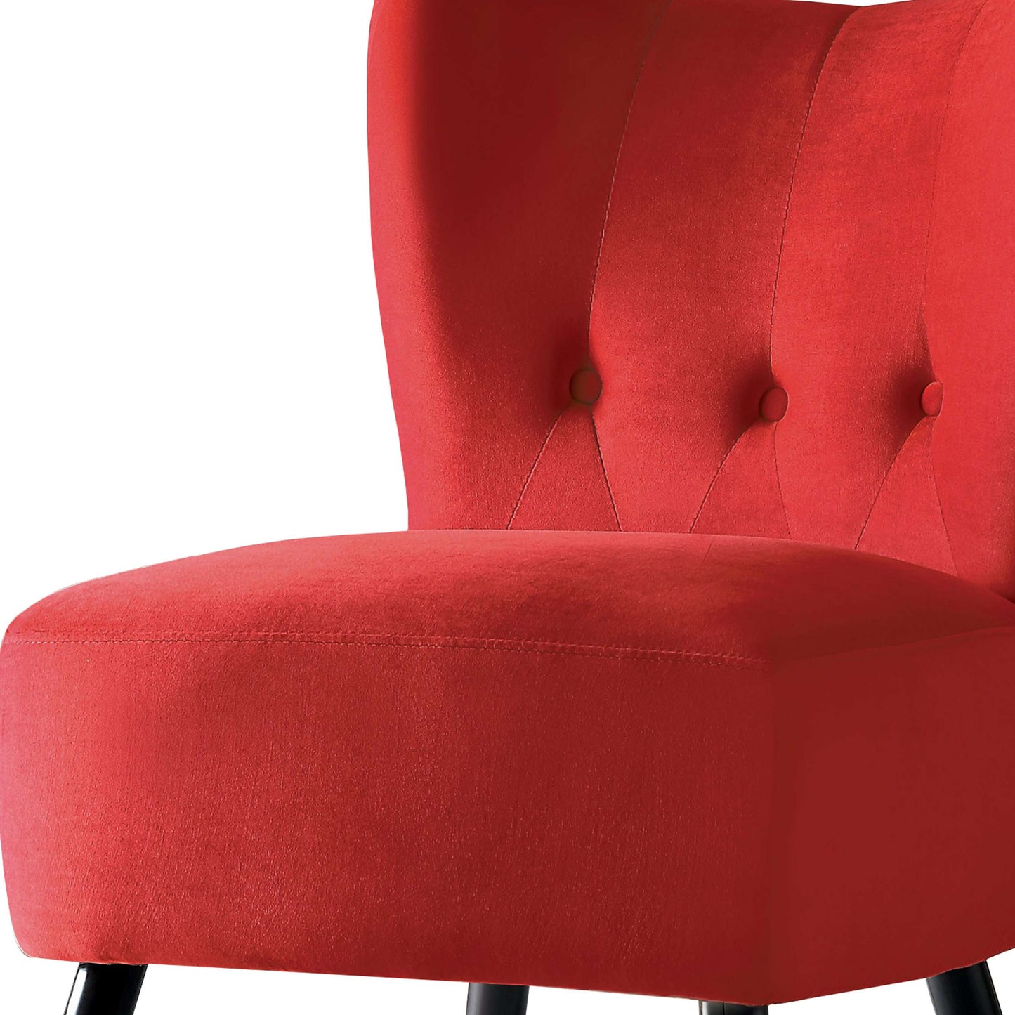 Upholstered Armless Accent Chair With Flared Back And Button Tufting, Red By Benzara | Accent Chairs |  Modishstore  - 4