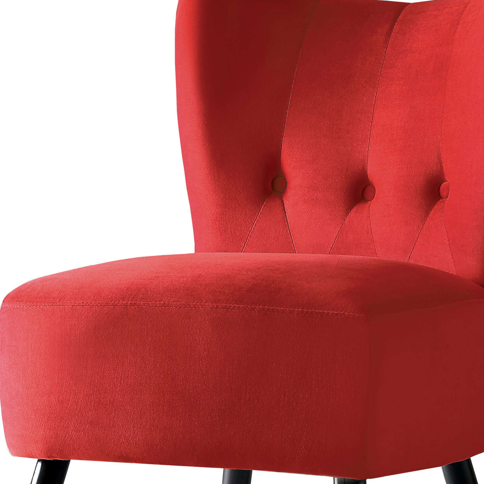 Upholstered Armless Accent Chair With Flared Back And Button Tufting, Red By Benzara | Accent Chairs |  Modishstore  - 4