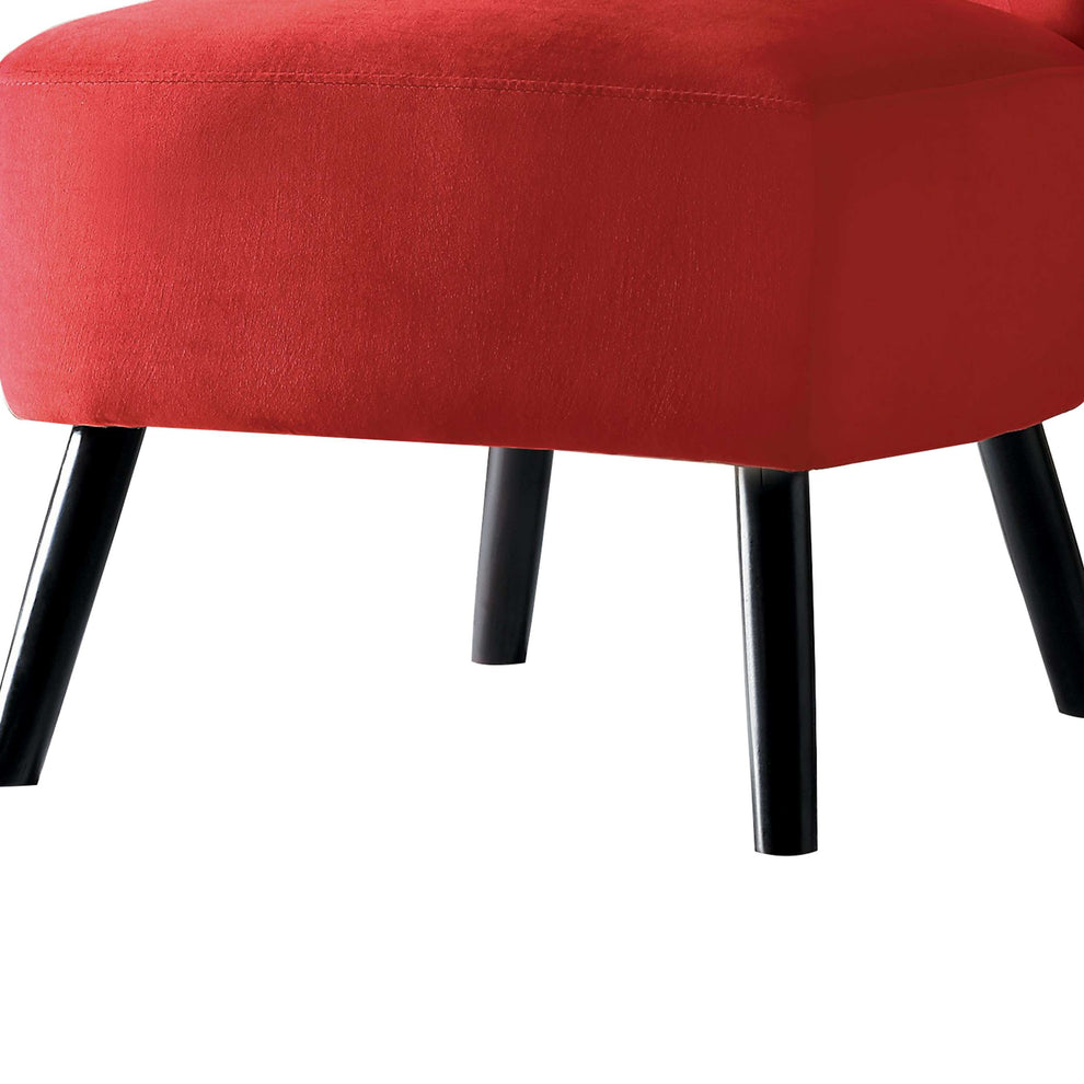 Upholstered Armless Accent Chair With Flared Back And Button Tufting, Red By Benzara | Accent Chairs |  Modishstore  - 3