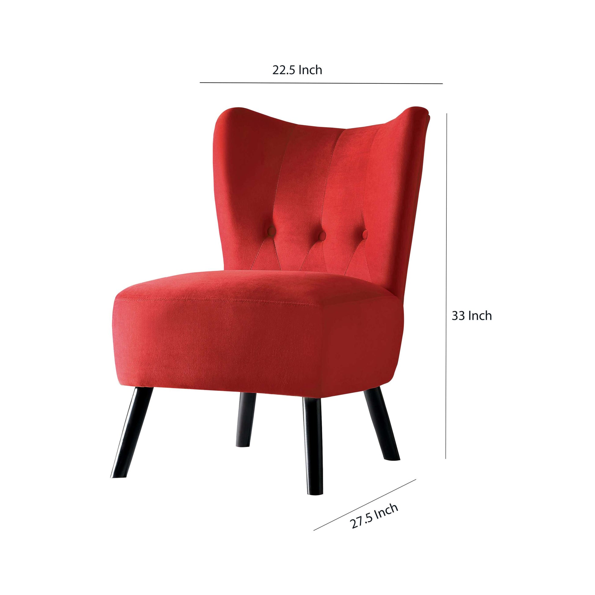 Upholstered Armless Accent Chair With Flared Back And Button Tufting, Red By Benzara | Accent Chairs |  Modishstore  - 2